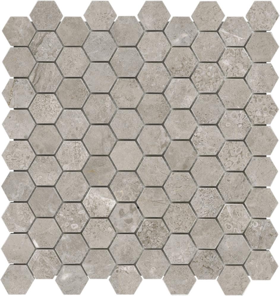Anatolia Tile Ritz Gray 12 In X 12 In Polished Natural Stone Marble Honeycomb Mosaic Tile At
