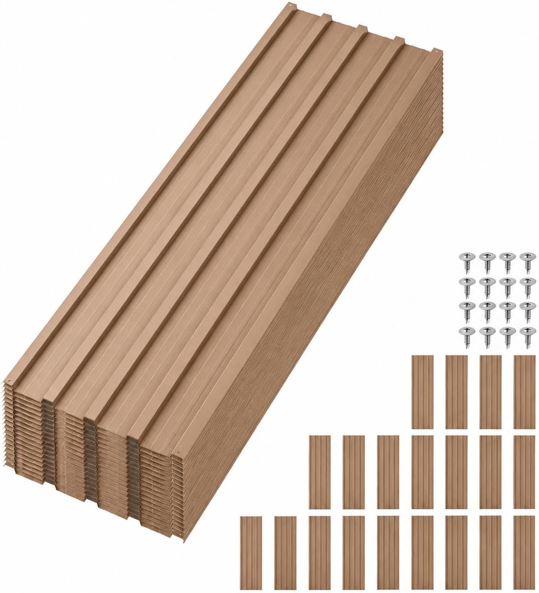 GarveeLife 20 Set Weather Barrier Galvanized Wave Roof Metal Boards-Brown/17.72IN+73.23IN Sealed Water Resistant Thick Roof Slabs Full Attachment Bolt Kit Lock Interlock Edges Straightforward DIY Exterior Canopy Setup
