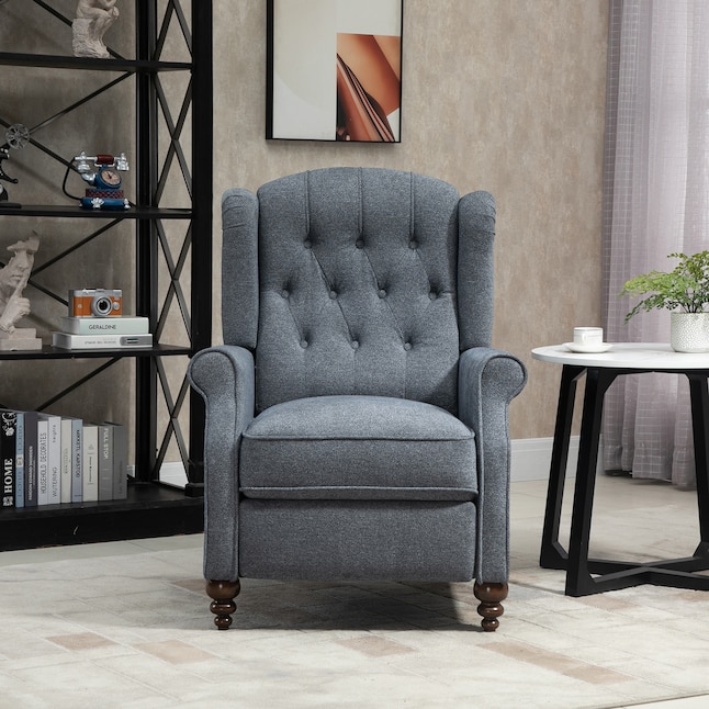 CASAINC Recliner Chair Blue Wingback Push Back Reclining Chair in the  Recliners department at