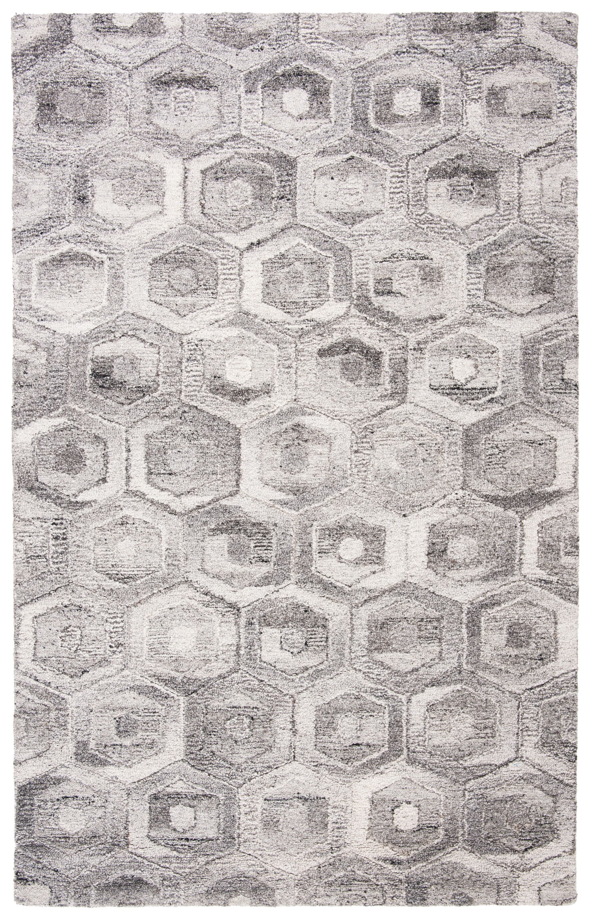 Handmade Abstract Tufted Wool Area Rug 4' x 6' - Grey