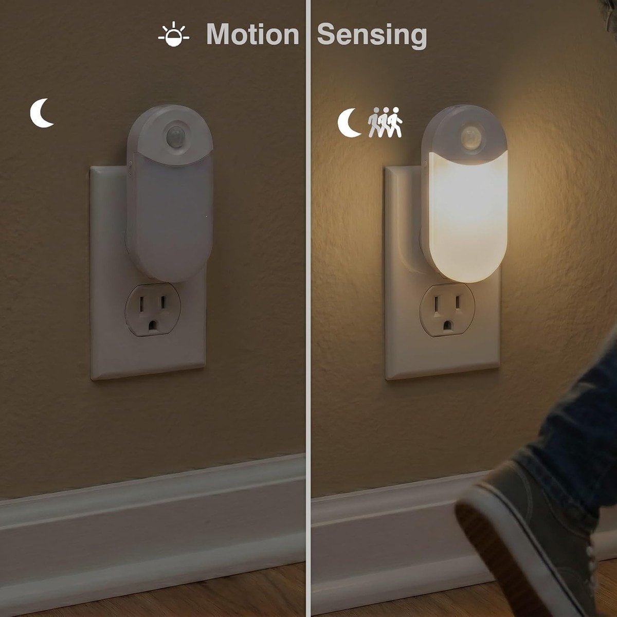 Slagawa 3 Pack Rechargeable LED Plug-In Night Light with Motion Sensor ...