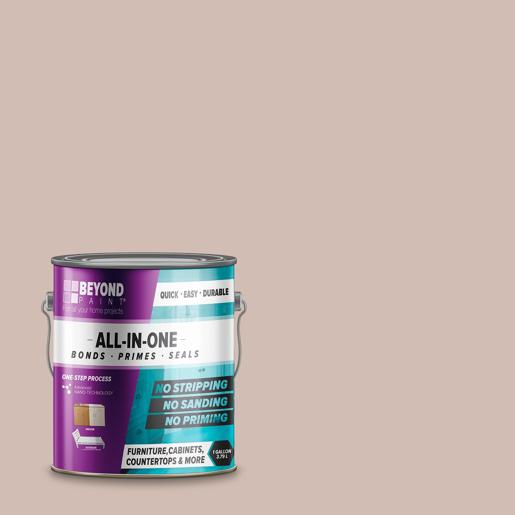 All-In-One Paint, 2 Quart Deluxe Cabinet Paint Bundle and Kit, Bone (Off White)