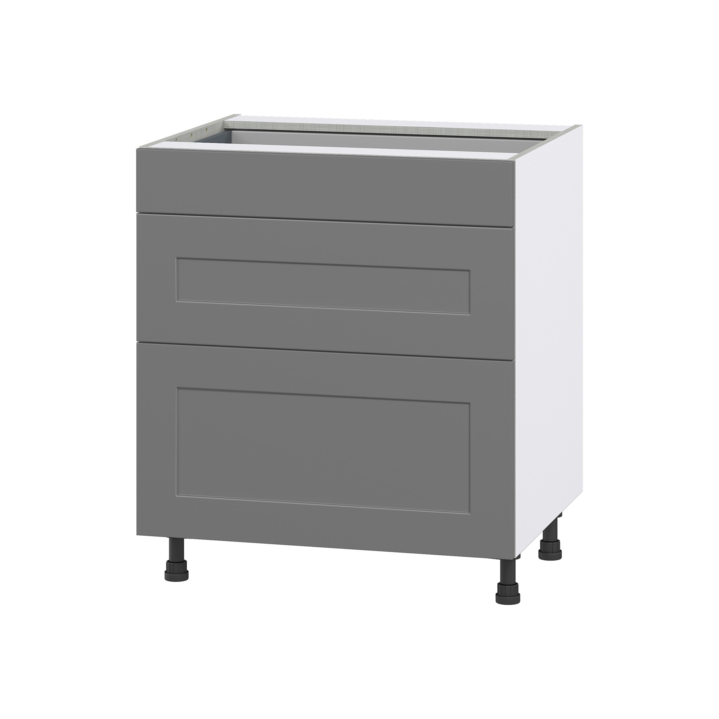Hugo&Borg DSB3D30-BM Beaumont 30-in W x 34.5-in H x 24-in D Slate Gray 3 -Drawers Drawer Base Fully assembled Cabinet Shaker)