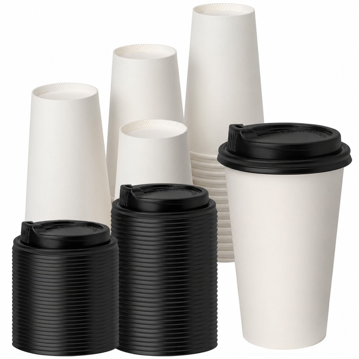 Anqtovp  100 pack 16 oz disposable coffee cups with lids sturdy paperboard cups for hot or cold drinks leak resistant ideal for office cafe