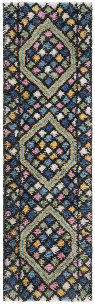 Safavieh CSB750M-28 Casablanca Ansar 2 x 8 (ft) Tufted Wool Blue/Gold Rectangular Indoor Abstract Bohemian/Eclectic Runner rug