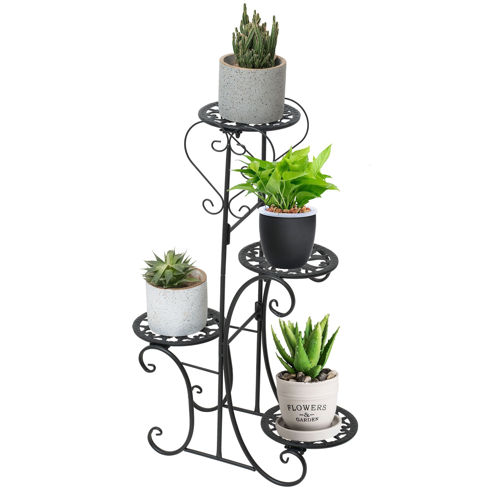 CNCEST HG-HCXLST-3230 32.3-Inches H x 19.68-Inches W 4 Potted Indoor/Outdoor Novelty Wrought iron Plant Stand