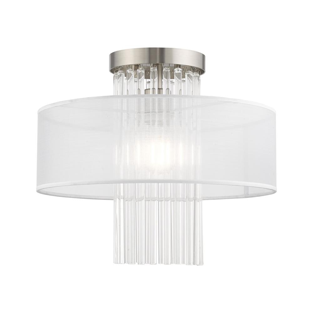 Livex Lighting 41146-91 Bella Vista 1 -Light 15-in Brushed Nickel Flush Mount Light