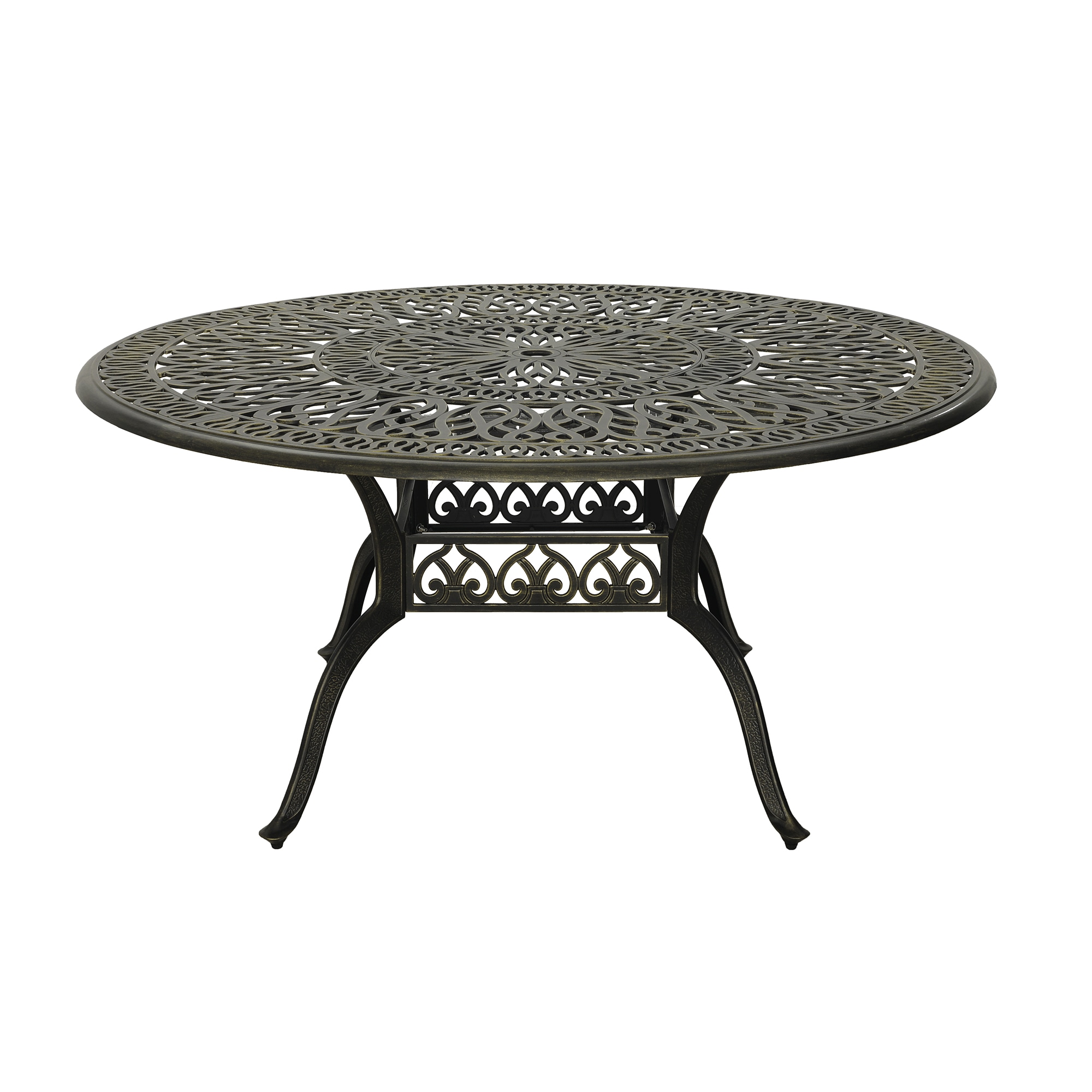 Mondawe 21OD072215FF Aluminum Round Outdoor Dining Table 59-in W x 59-in L with Umbrella Hole