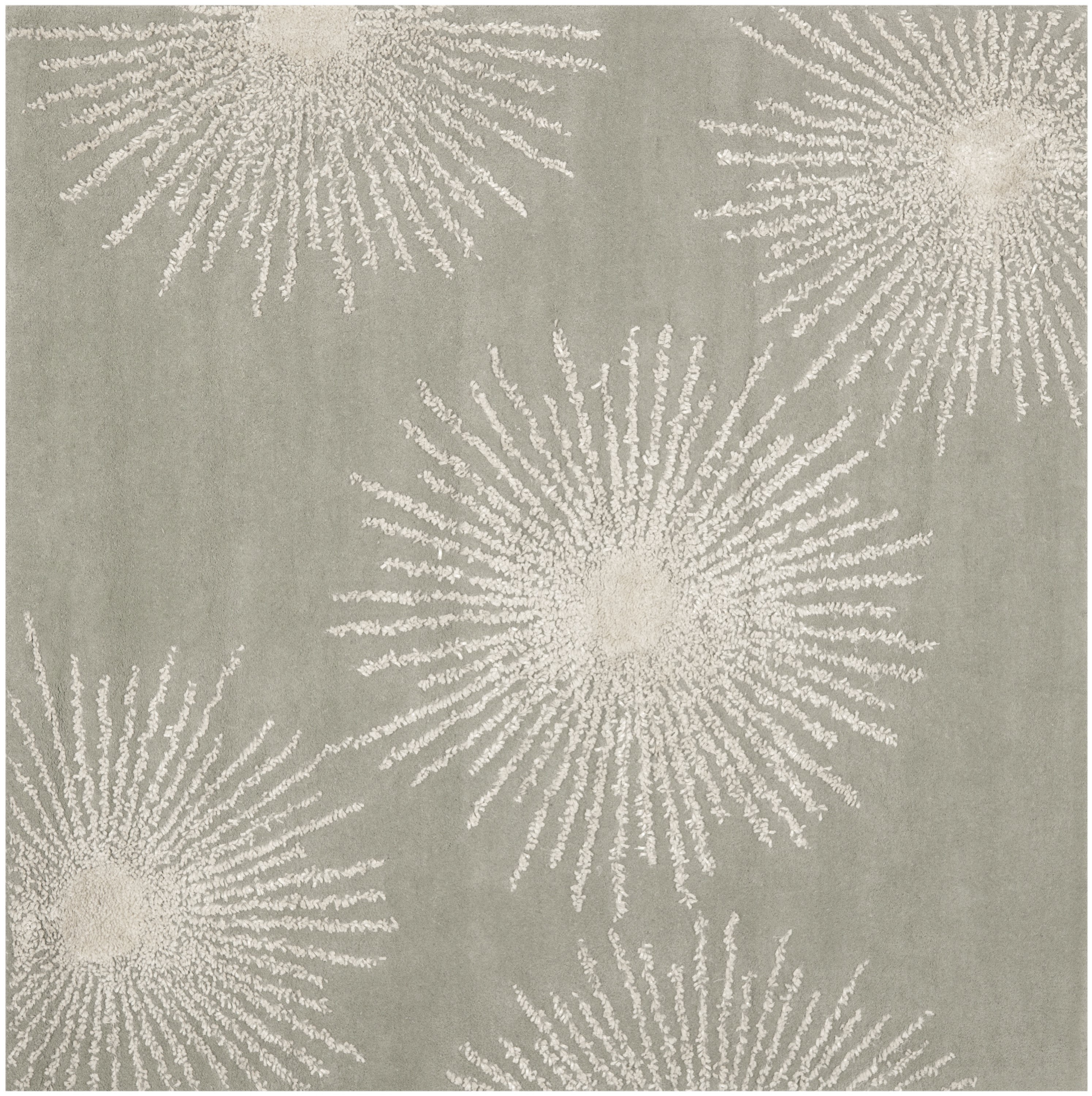Safavieh SOH712K-6SQ Soho Starburst 6 x 6 (ft) Tufted Wool Gray/Ivory Square Indoor Abstract Area rug