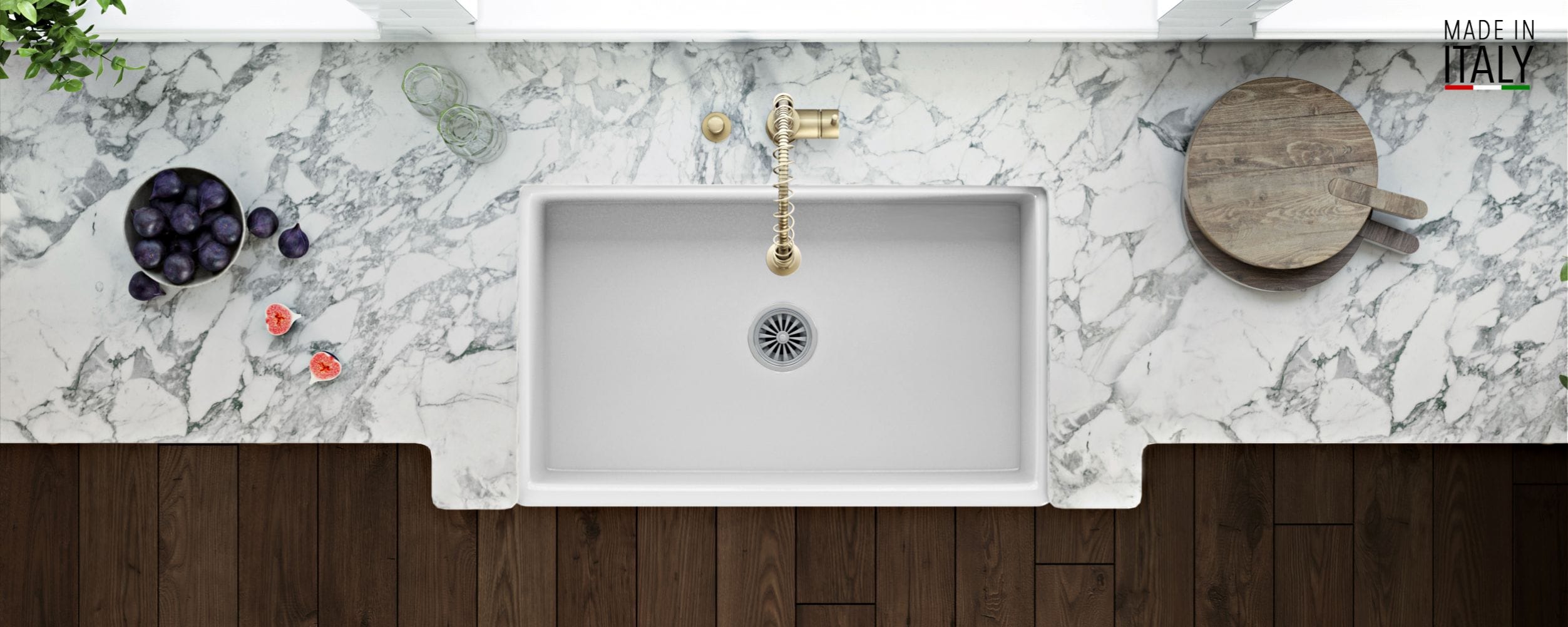 Ruvati 30'' White Fireclay Farmhouse Apron-Front Sink