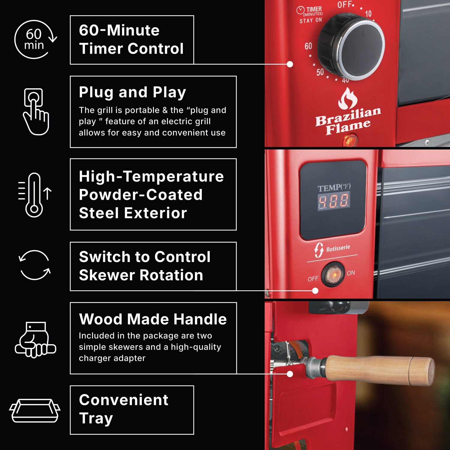 Brazilian Flame BD-02X-RED Grill-Rotisseries - View #7