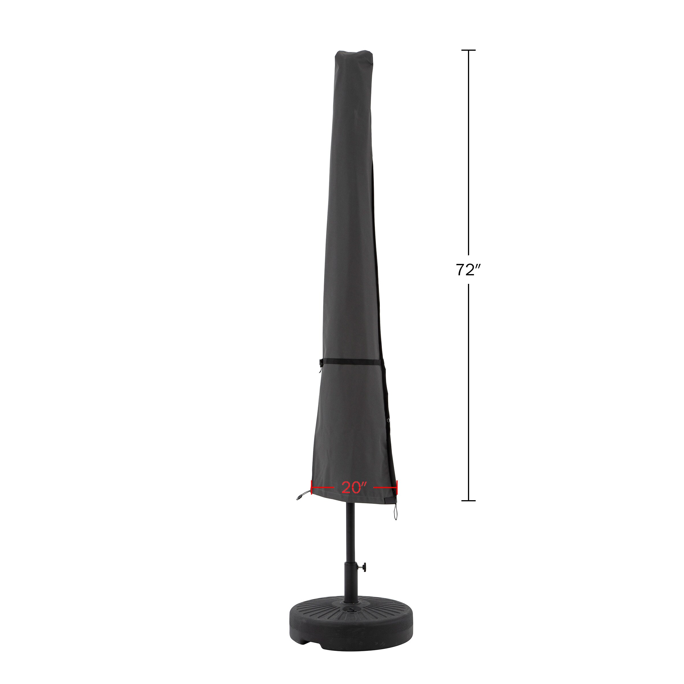 Heavy-Duty Gray Waterproof Patio Umbrella Cover with Metal Zipper
