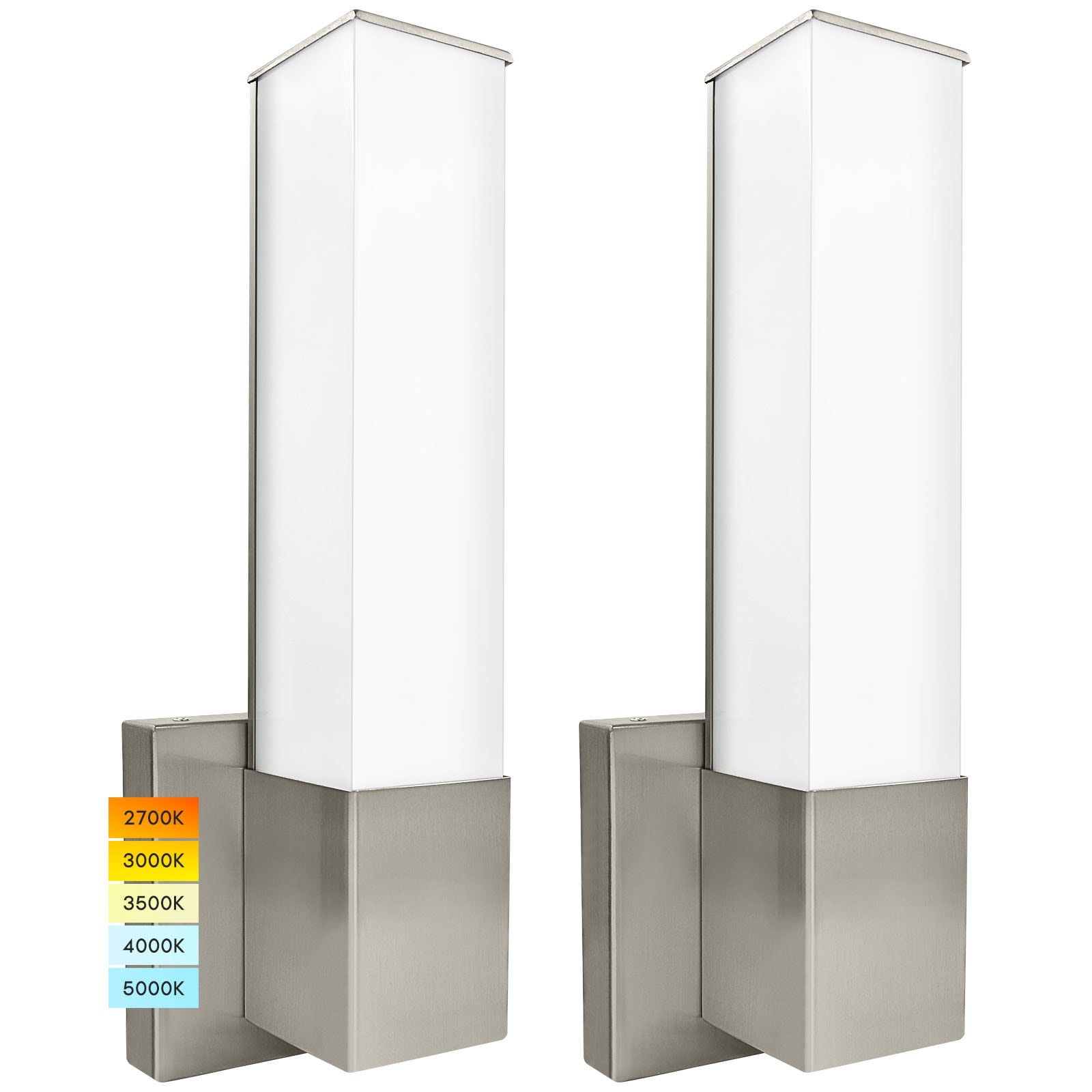 Luxrite - Modern LED Wall Sconces 14.06-in 1 Light Brushed Nickel Integrated LED Modern/contempor...