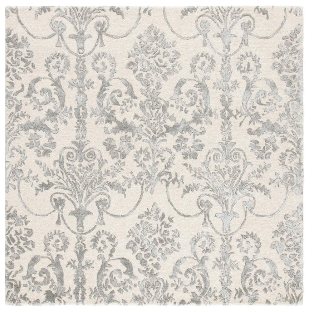 Hand-Tufted Gray Wool-Viscose 59" Square Reversible Rug