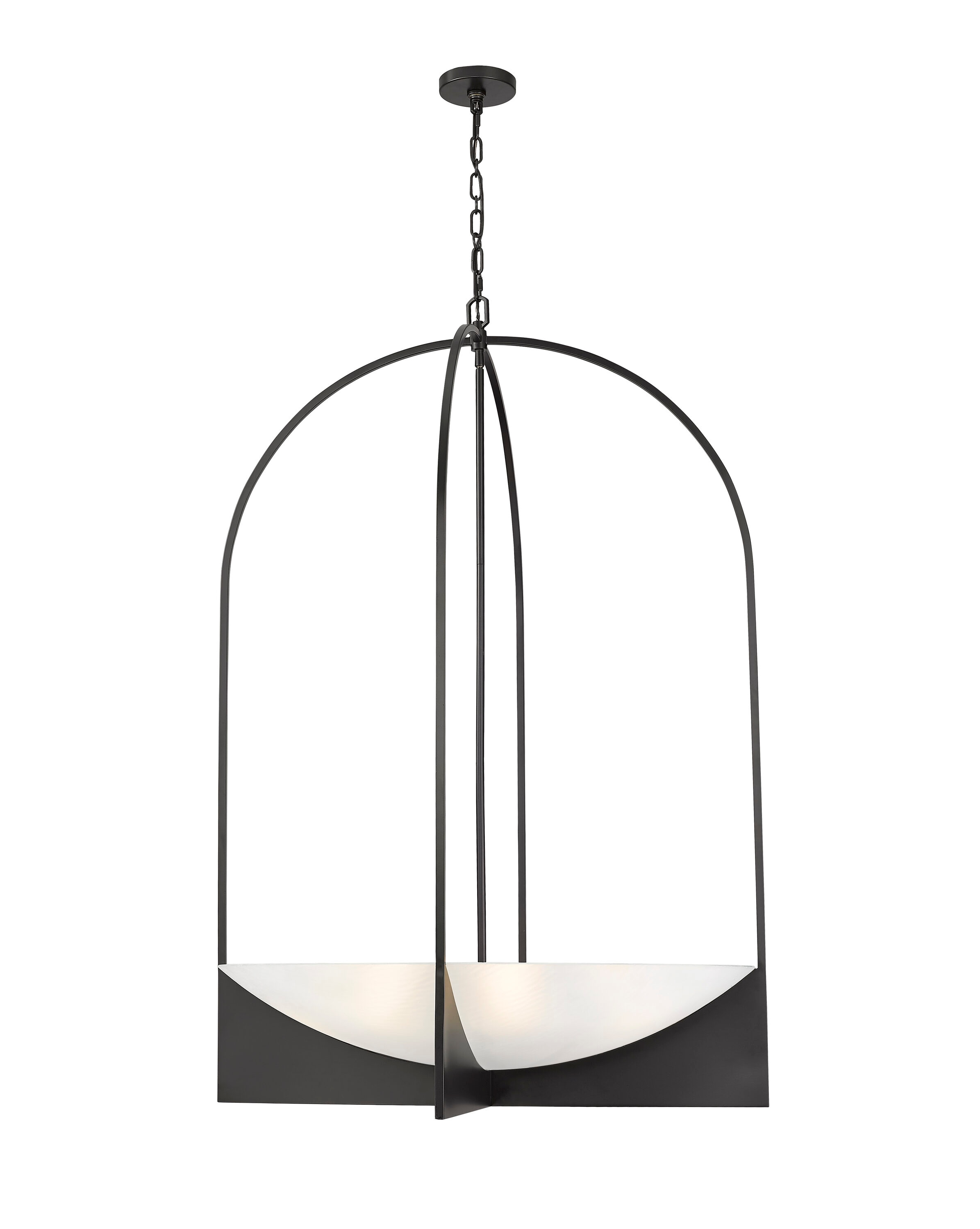Matte Black Steel 8-Light Cage Chandelier