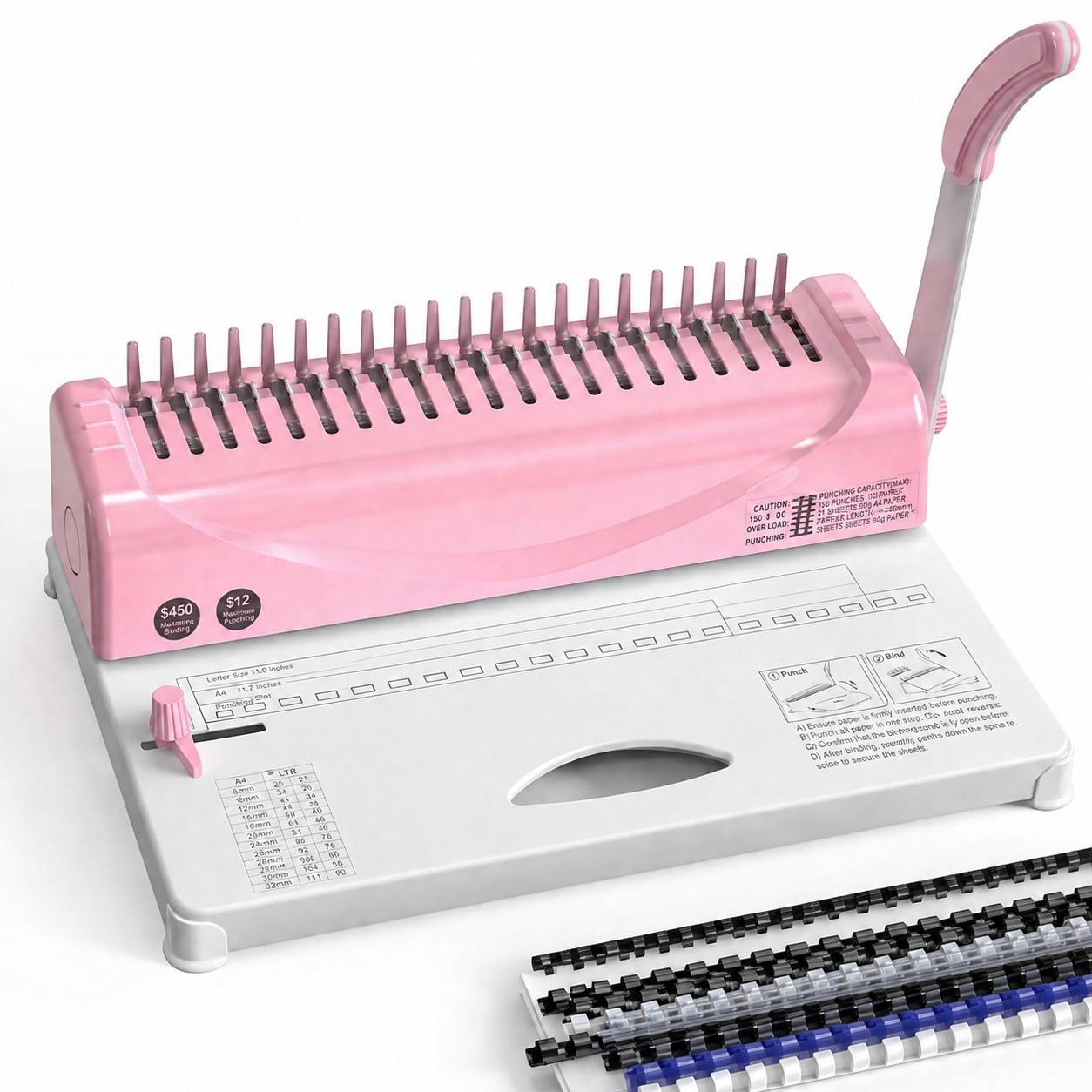 KIWDZFU - Comb Binding Machine 21 Hole for Letter Size A4 A5 Paper with 100 pcs PVC Comb Binding...