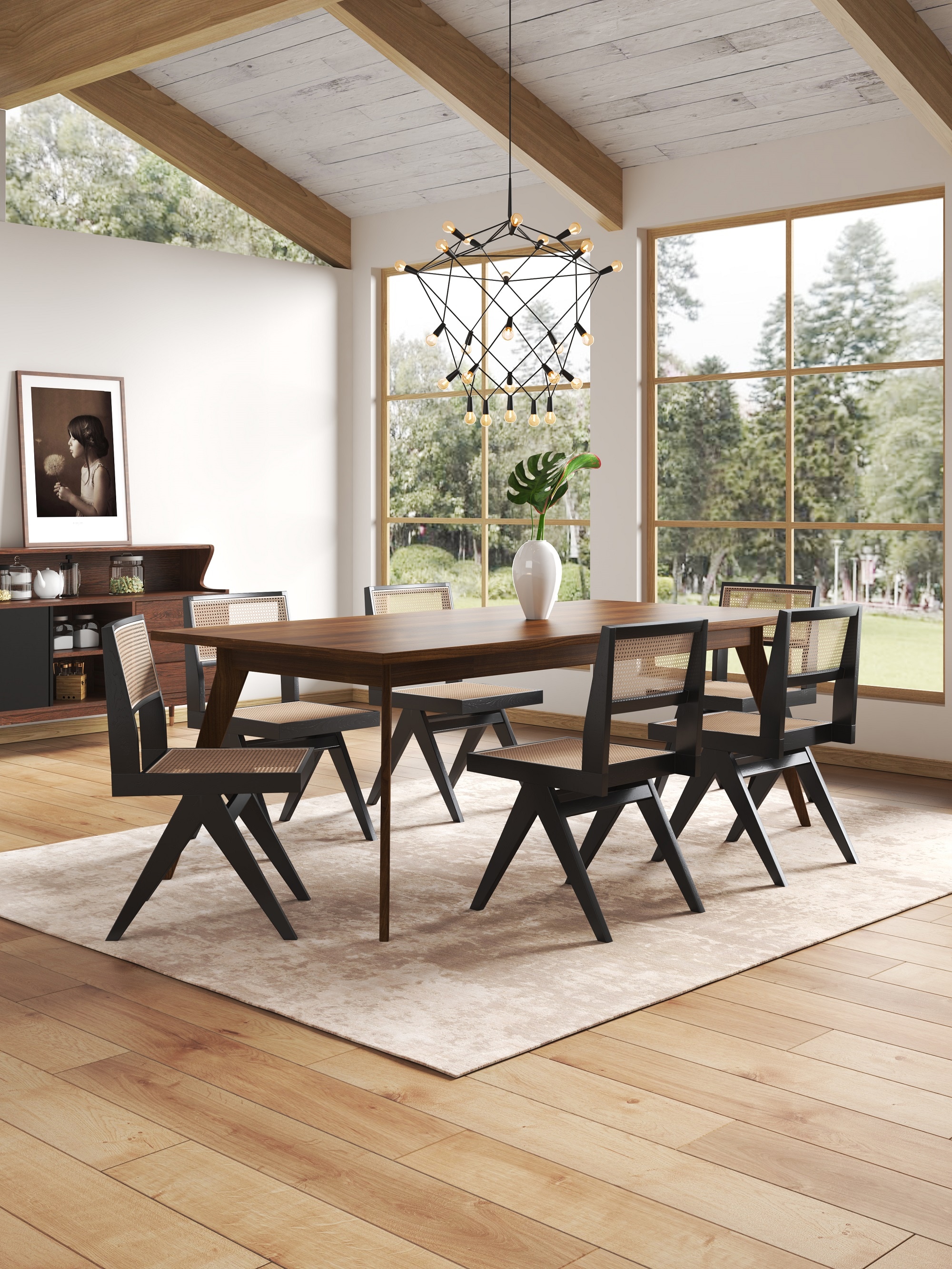 Manhattan Comfort 2-DCCA03-BK Set of 2 Contemporary/Modern Dining side chair ( Wood Frame )