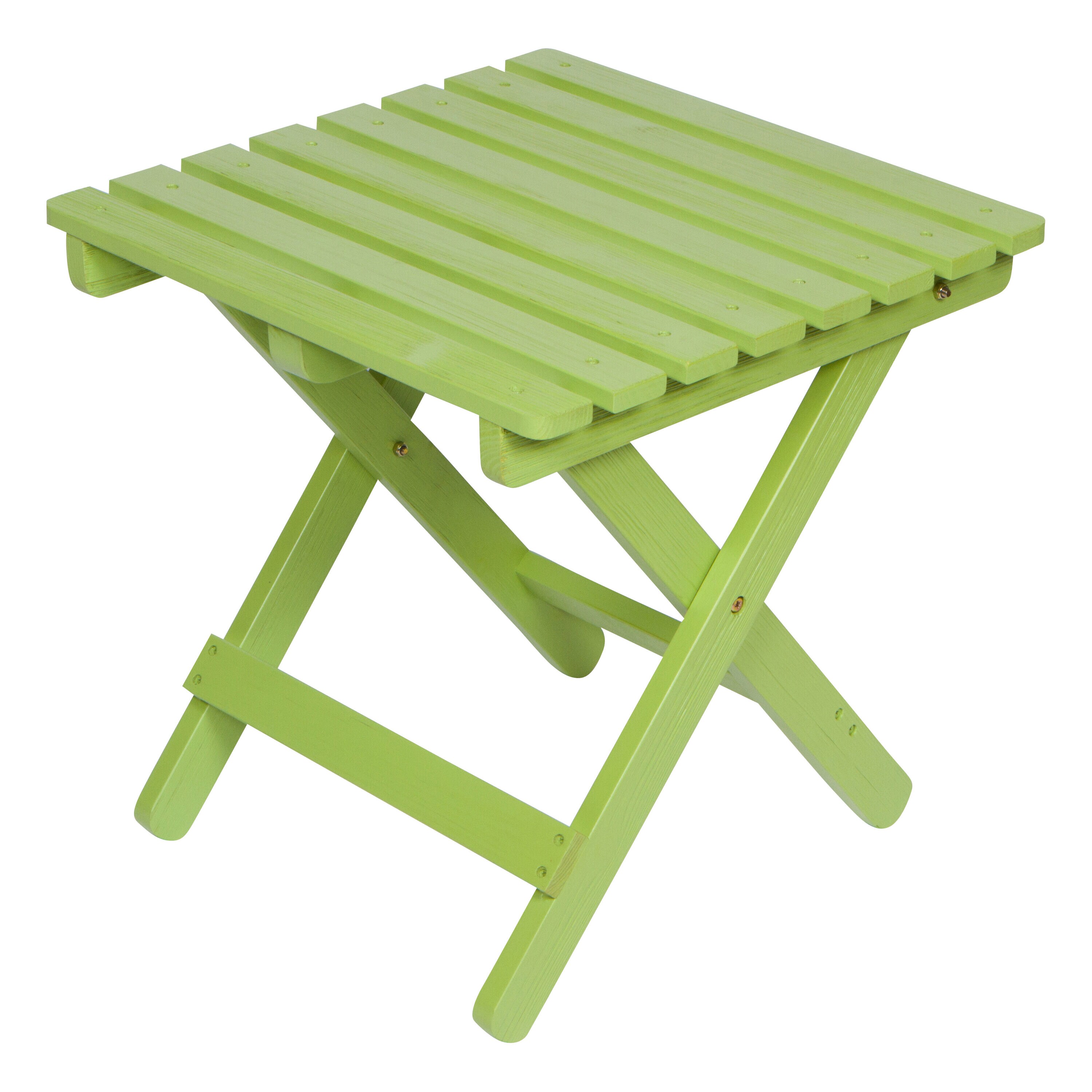 Lime Green Cedar Wood Folding Outdoor Side Table