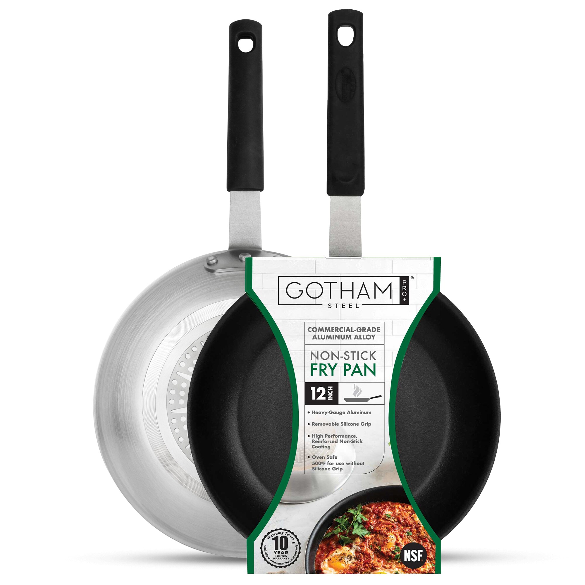 Gotham Steel Hammered 14 Nonstick Family Fry Pan with Helper Handle and  Glass Lid