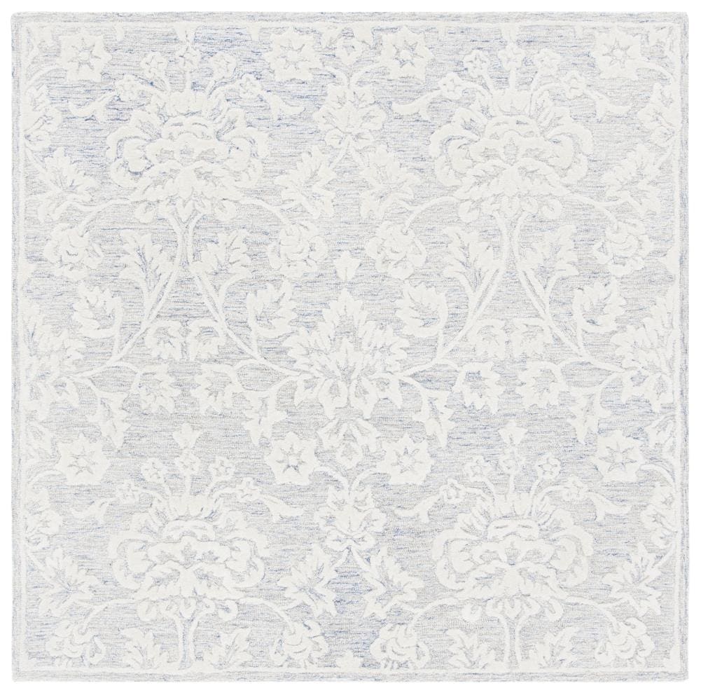 Safavieh GLM651M-6SQ Glamour Hera 6 x 6 (ft) Tufted Wool Blue/Ivory Square Indoor Floral/Botanical Farmhouse/Cottage Area rug
