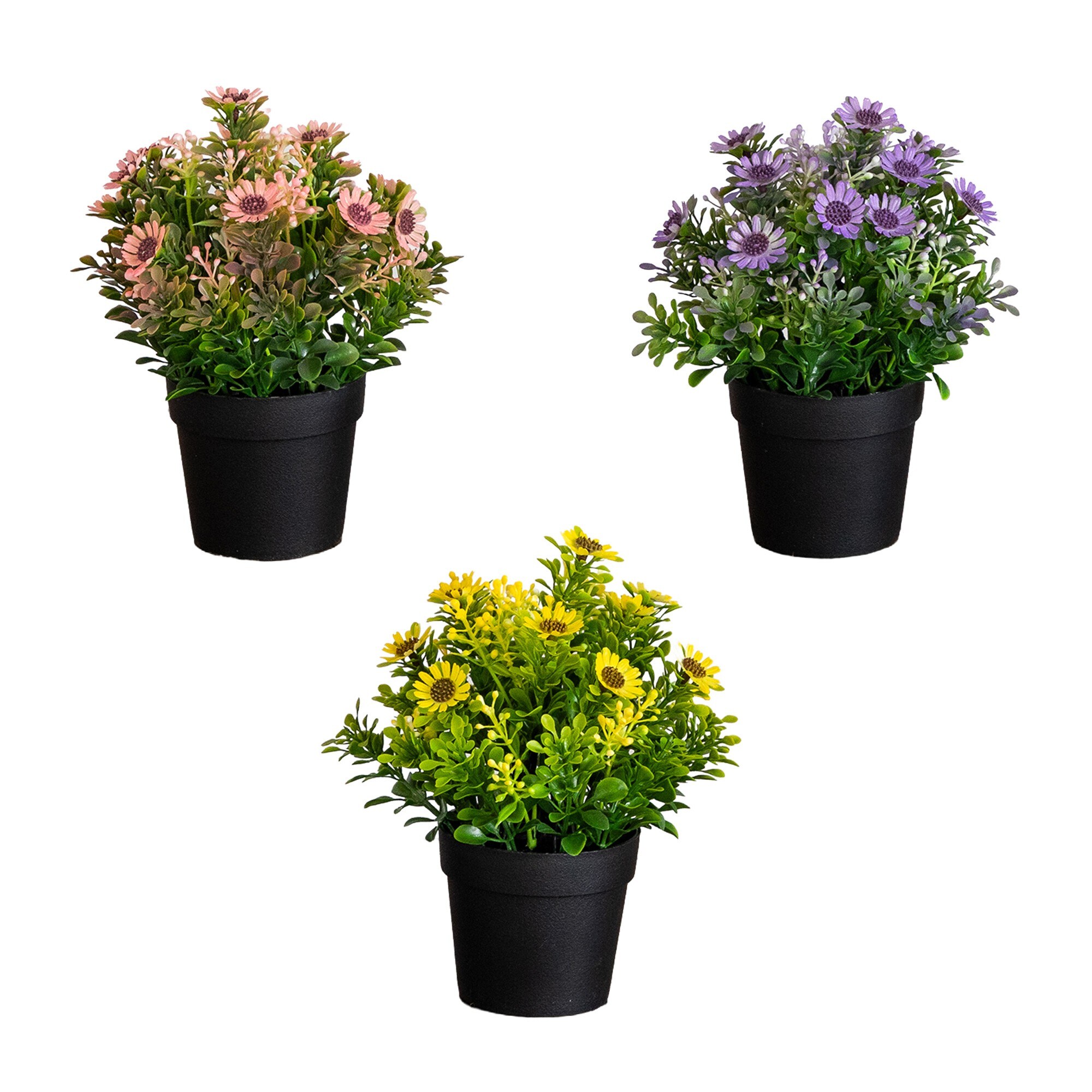 Nearly Natural - 8-in Assorted Indoor Desktop Daisy Artificial Flower