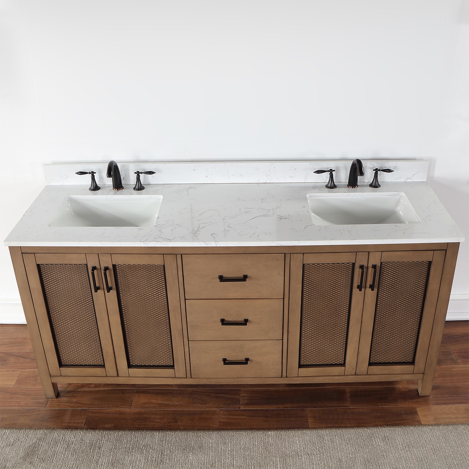 Altair Hadiya 72-in Brown Pine Undermount Double Sink Bathroom Vanity ...