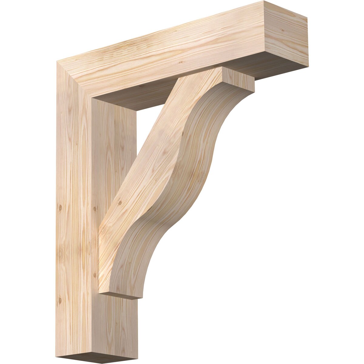Ekena Millwork 1462587 Funston Block Smooth Bracket with Offset Brace 7-1/2-in x 30-in x 34-in Douglas fir Brown Wood Standard bracket