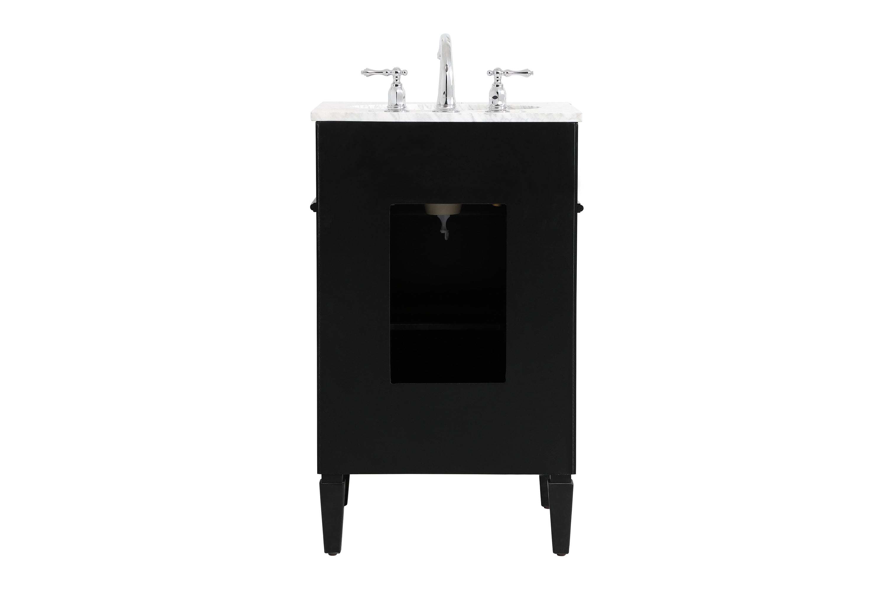 Black Marble Top Single Sink Vanity with Porcelain Basin