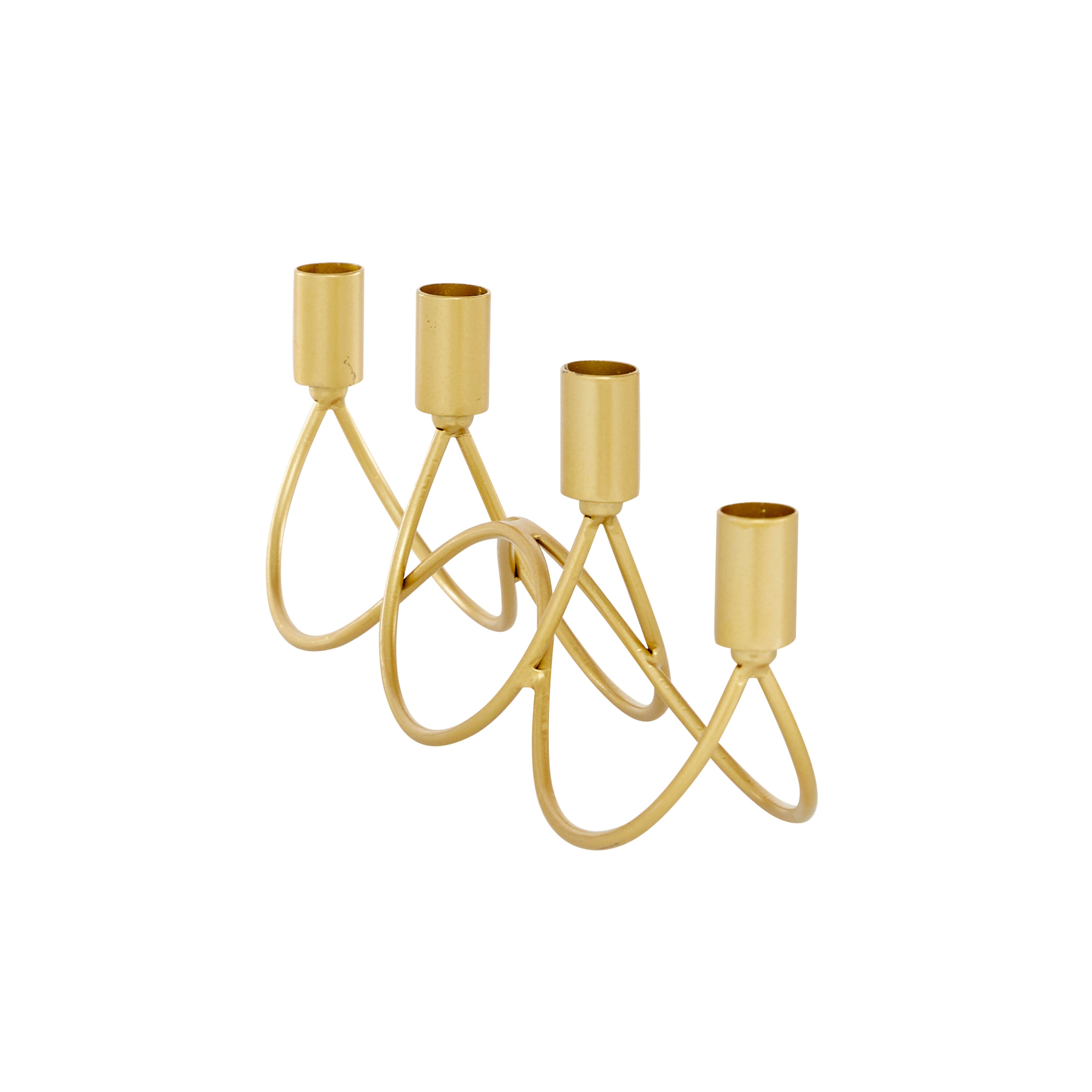Gold Metal 4-Holder Arched Contemporary Candelabra