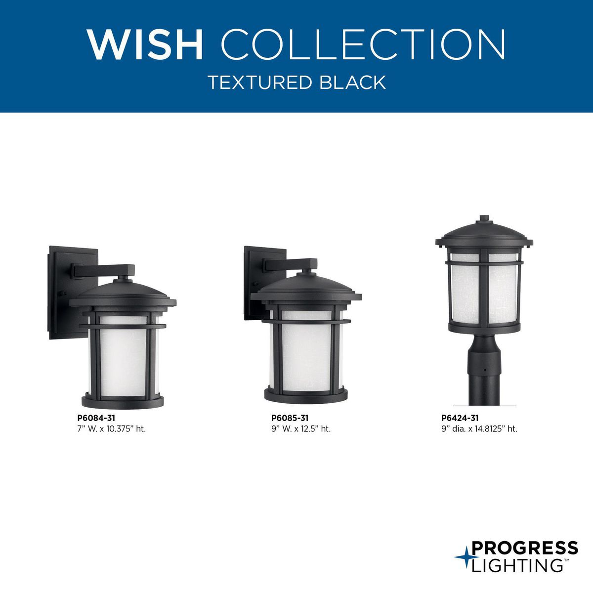 Progress Lighting Wish 1-Light 10.37-in H Black Dark Sky