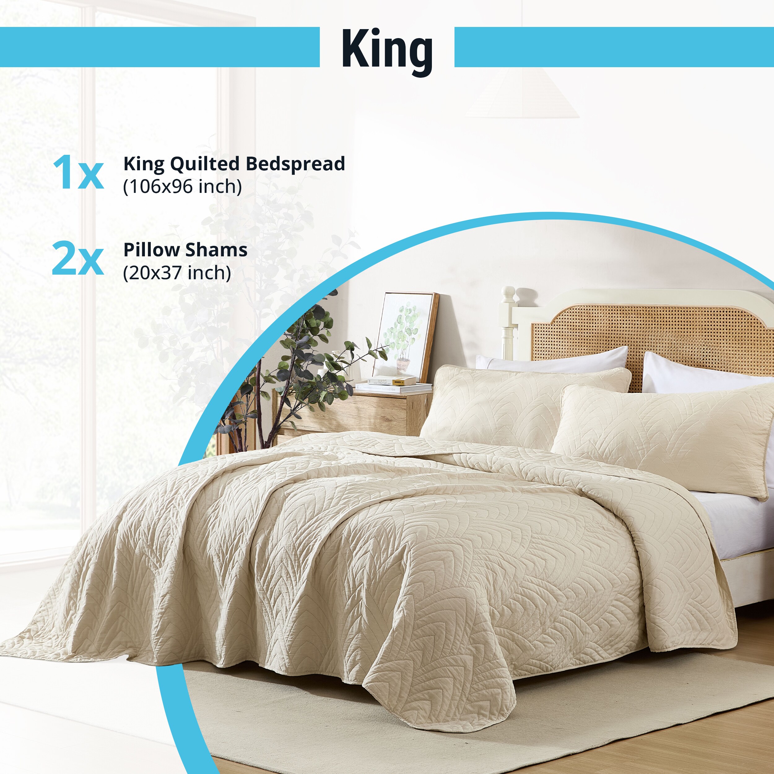 HLC.me WSTN-KG-BEIG Comforters-And-Bedspreads - View #3