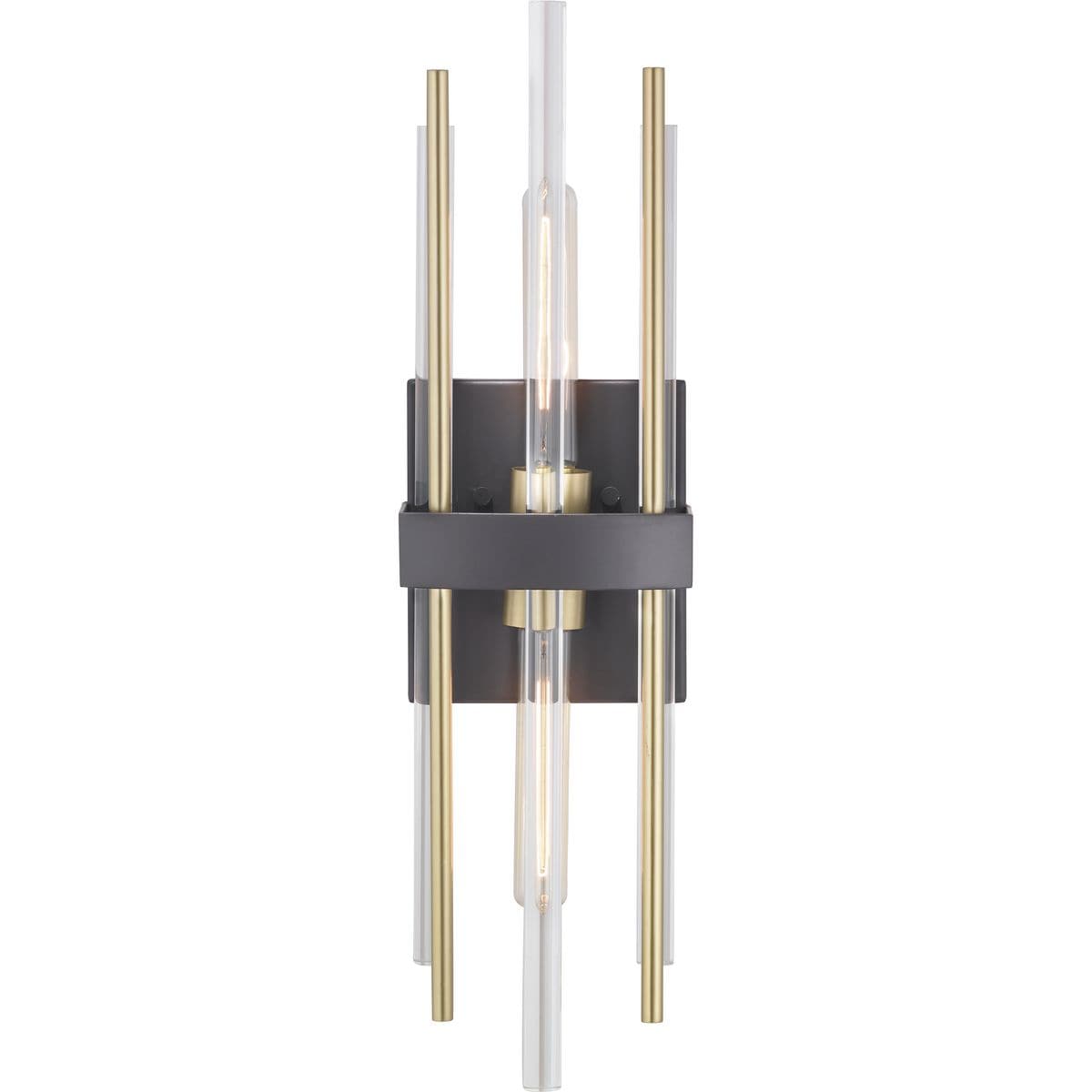 Elegant Orrizo Black Wall Sconce with Clear Glass and Golden Accents