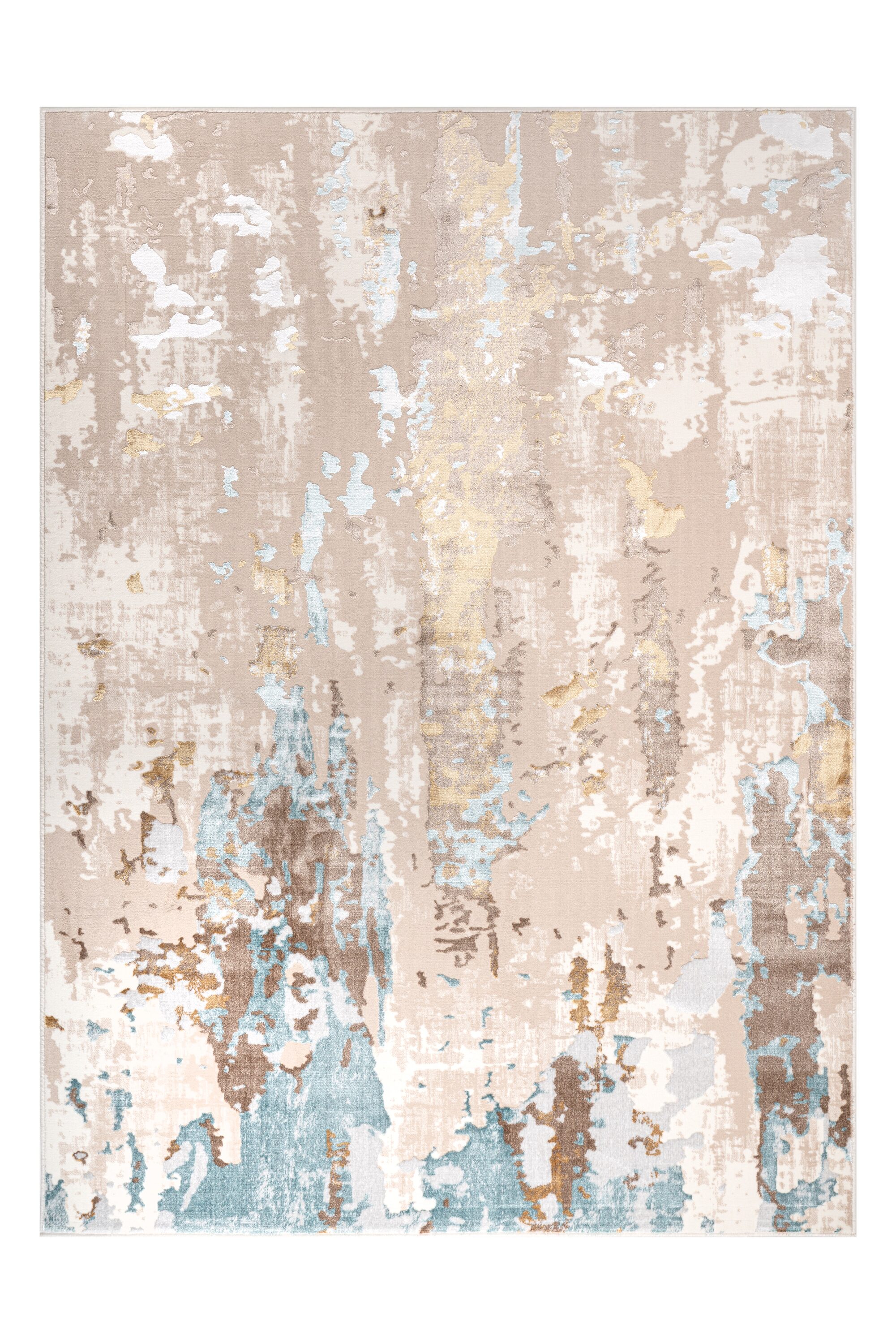 London Collection Cream and Brown Abstract Area Rug