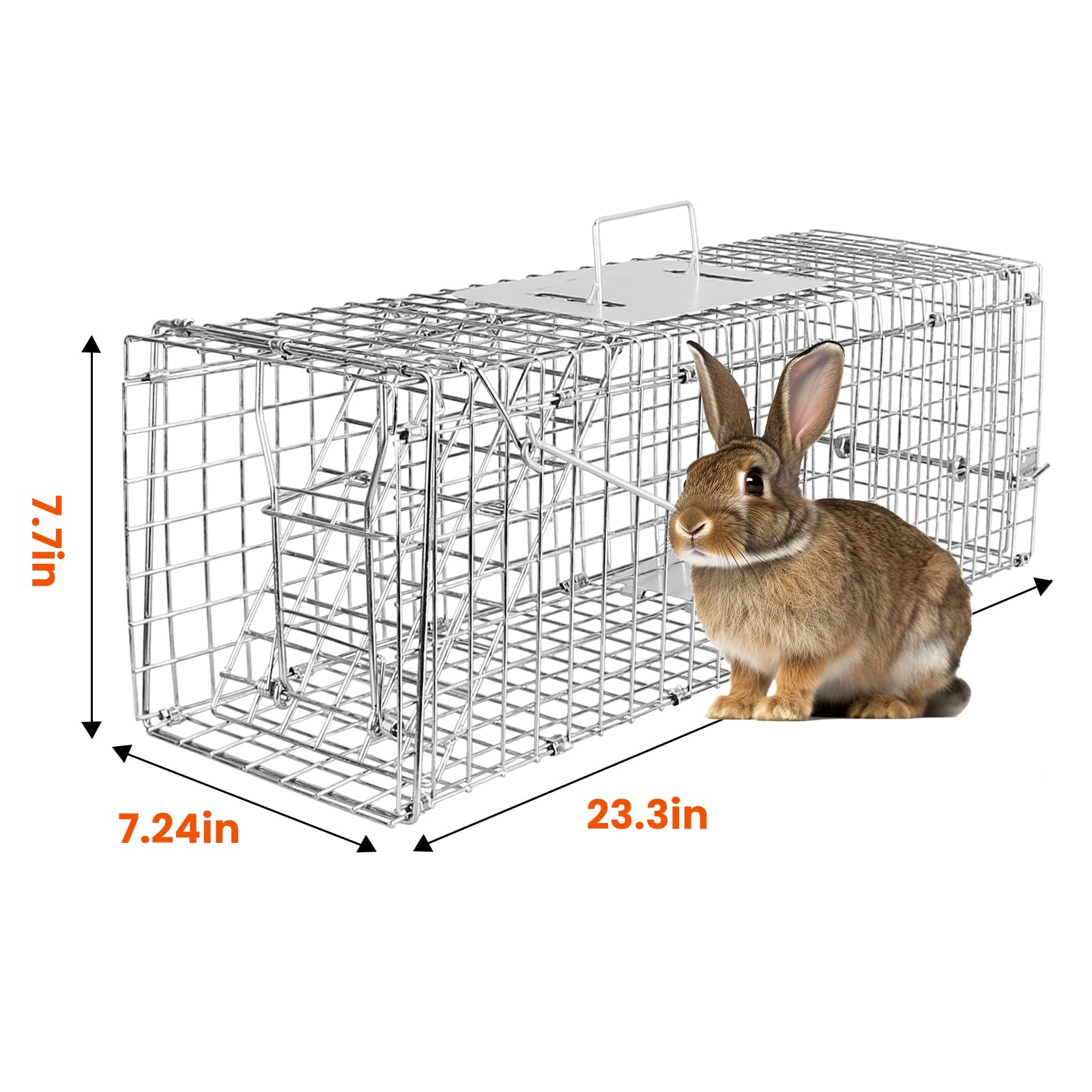Misopily 24-in Humane Live Animal Trap Cage Galvanized Steel Folding ...