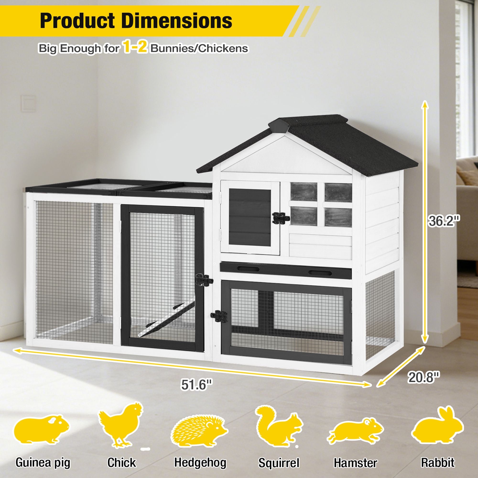 Aivituvin XZ7002-BW Chicken-Coops-Rabbit-Hutches - View #7