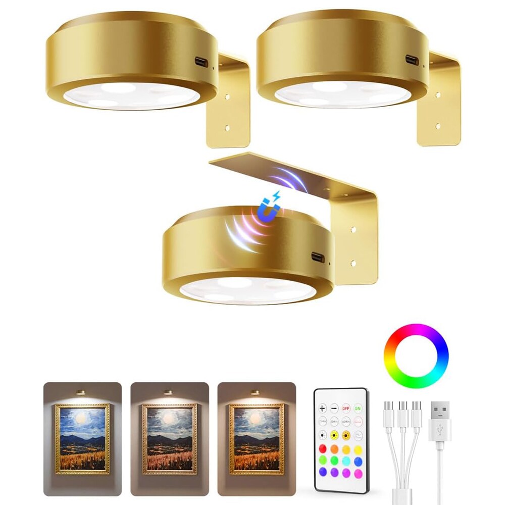 EZVALO Picture Lights for Wall 2000mAh Rechargeable Battery Magnetic ...