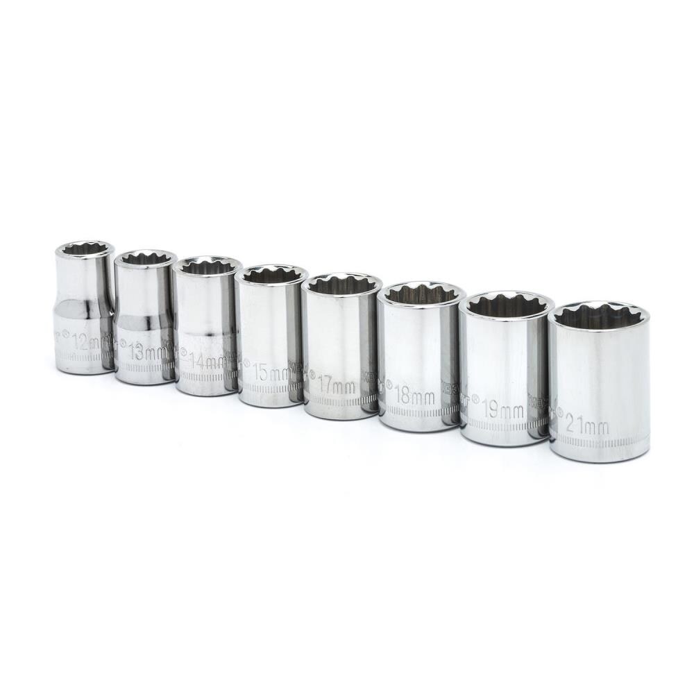 Crescent CSAS1N 8-Piece Metric 1/2-in Drive 12-point Set Shallow Socket Set