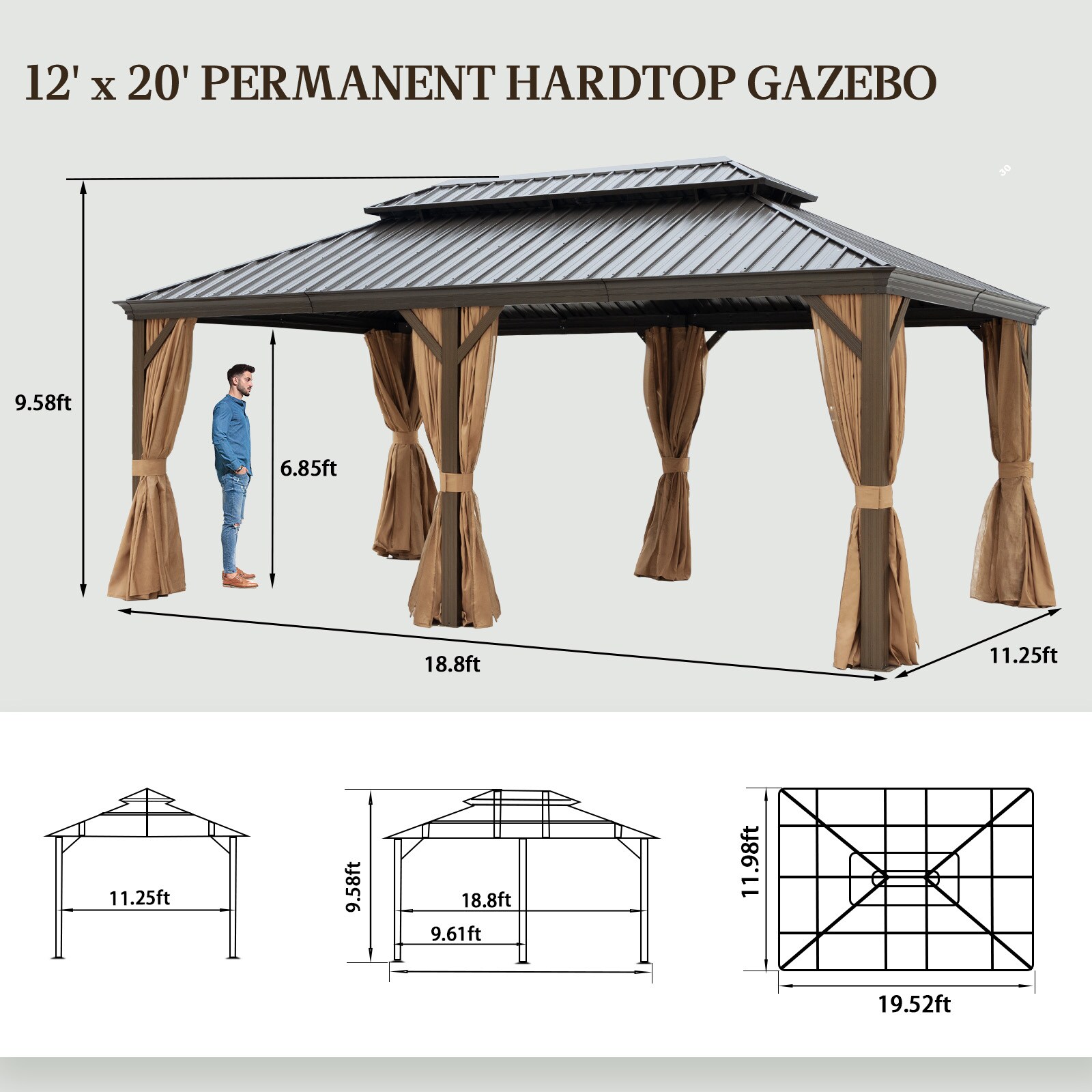 NOBLEMOOD LS-2006BN Wood-Resin-Gazebos - View #3