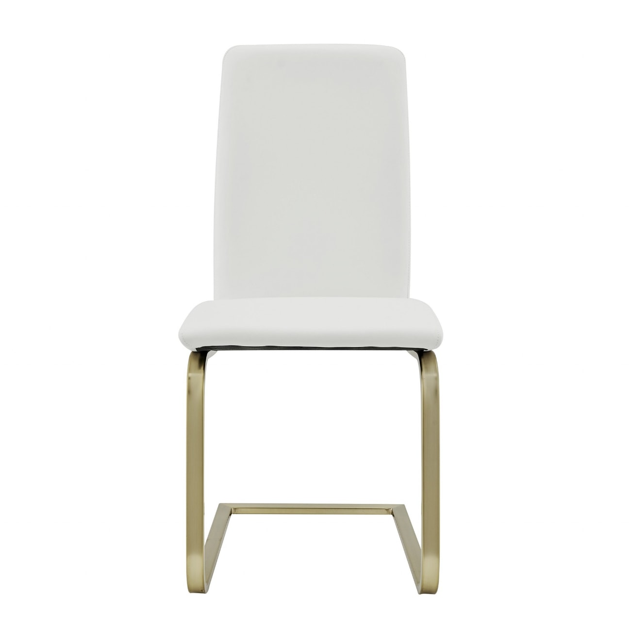 HomeRoots 4000400664 Set of 2 Contemporary/Modern Faux Leather Upholstered Dining Side Chair (Metal Frame)