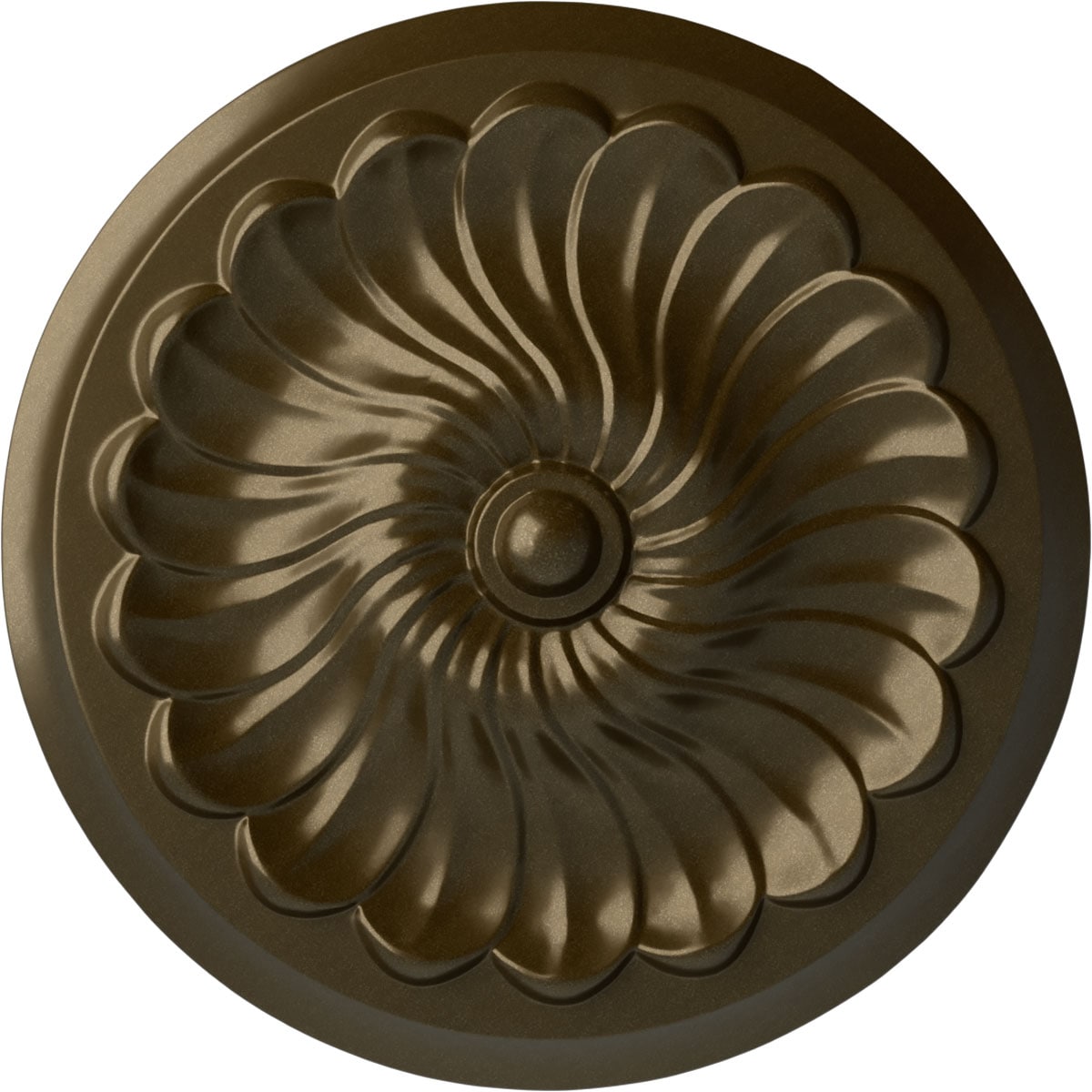 Ekena Millwork CM12FLBRS Flower Spiral 12.25-in W x 12.25-in L Painted Brass Polyurethane Whole Ceiling Medallion