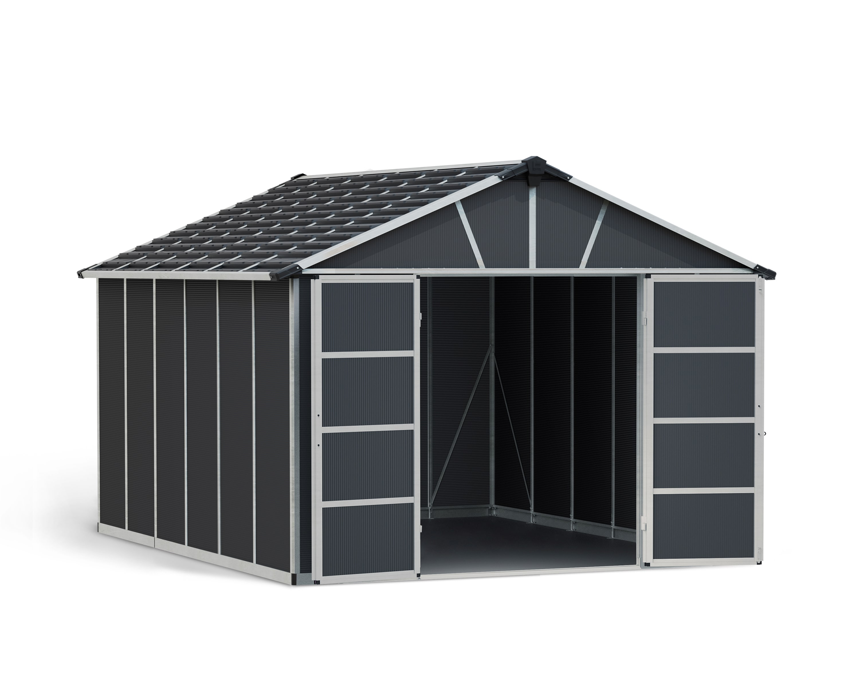 Canopia by Palram 705161 11-ft x 13-ft Yukon Garden Outdoor Gray Gable Resin Storage Shed (Floor Included)