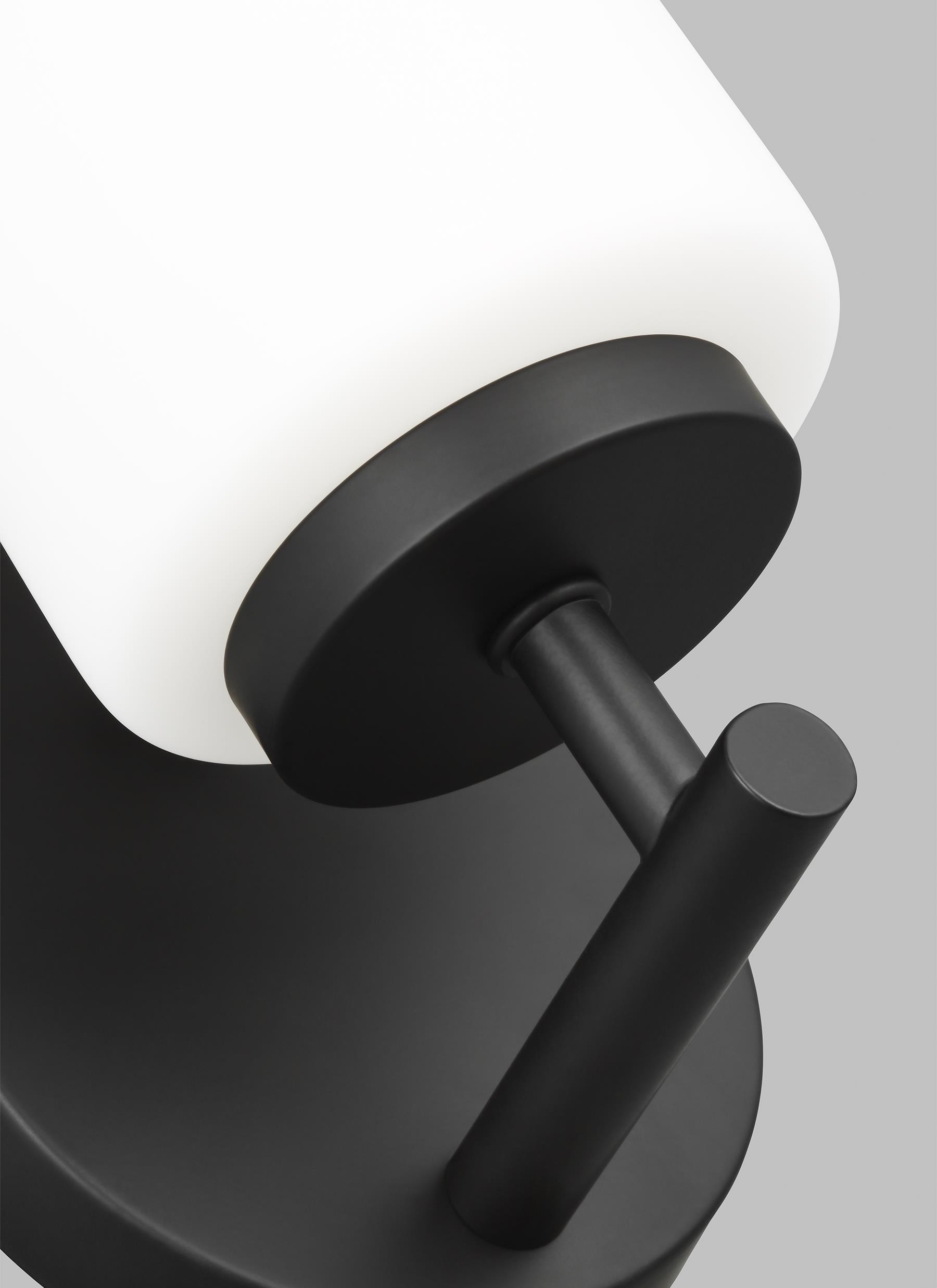Midnight Black Bronze 1-Light Wall Sconce with Opal Glass Shade