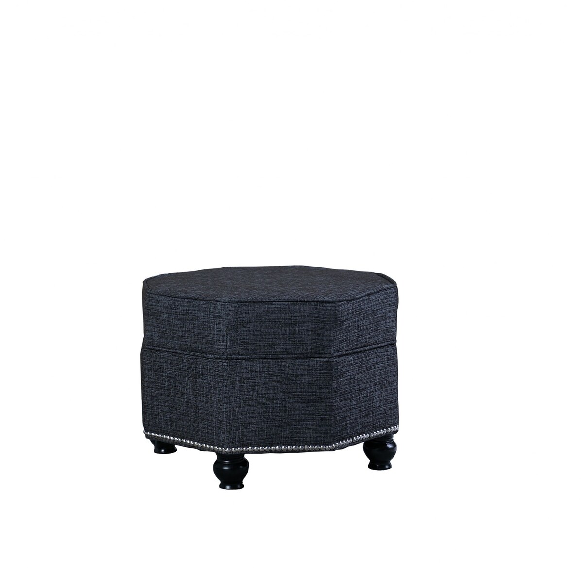 HomeRoots 4000469415 Modern Blue Gray Abstract Storage Ottoman