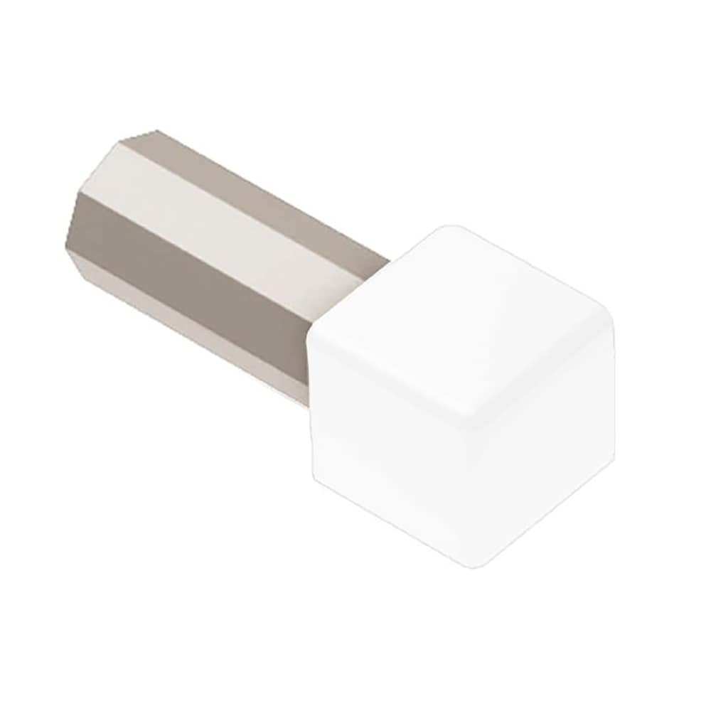 Schluter Systems ED/Q100BW Quadec 0.375-in W x 1.0-in L Bright white color-coated aluminum Aluminum Outside corner Tile Edge Trim