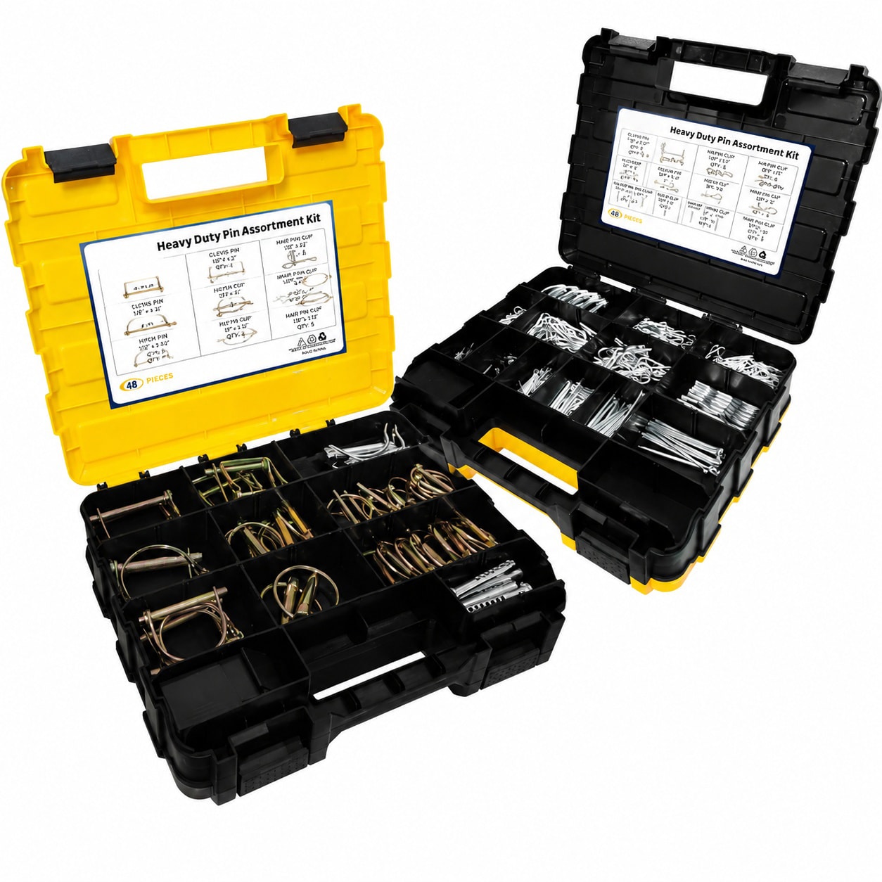 KHKFY  367 Piece Heavy Duty Pin Assortment Kit with Hitch Pins R Clip Pins Hair Pins Lynch Pins PTO Pins Cotter Pins Clevis Pins for Trucks