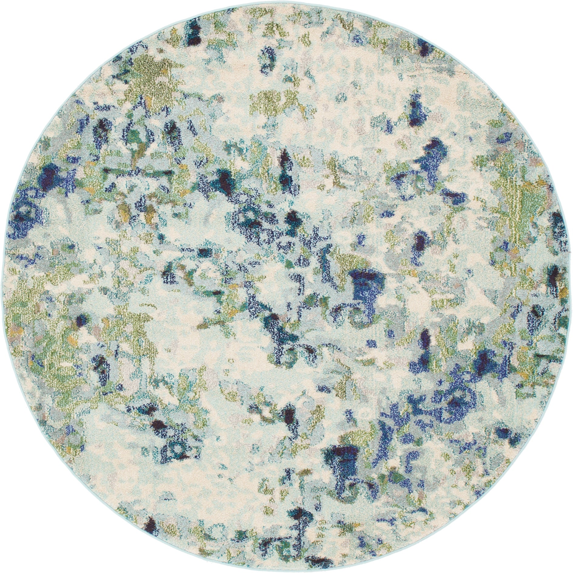 Unique Loom 3142231 Champagne Chromatic 6 x 6 (ft) Loomed Polypropylene Light Blue/Ivory Round Indoor Abstract Bohemian/Eclectic Area rug