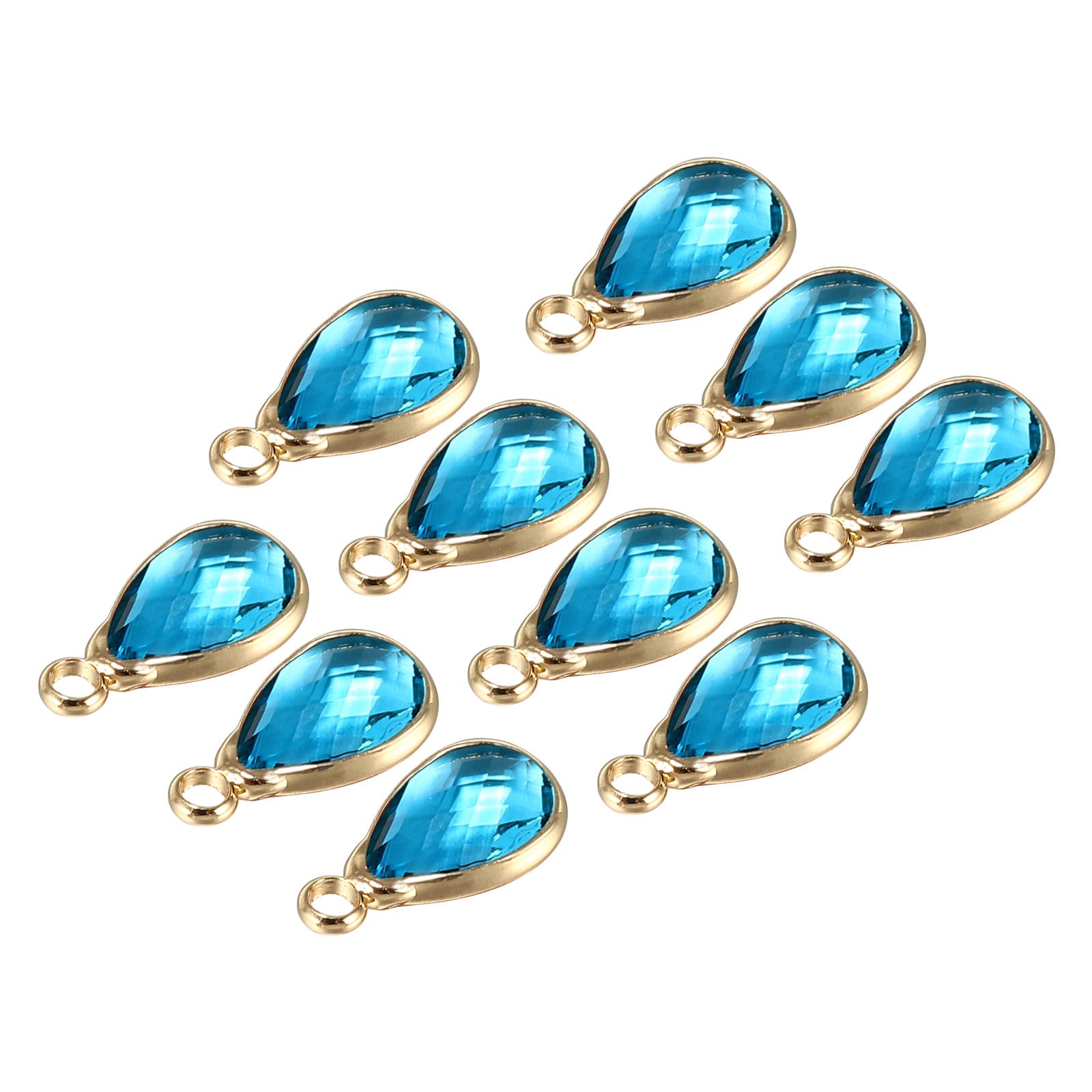 PATIKIL 10pcs Birthstone Charm Beads Drop Pendant Crystal Handmade Birthstone 0.51 x 0.28-Inch for Personalized Earrings Bracelet Necklace Pendant Keychain Jewelry Making Light Blue