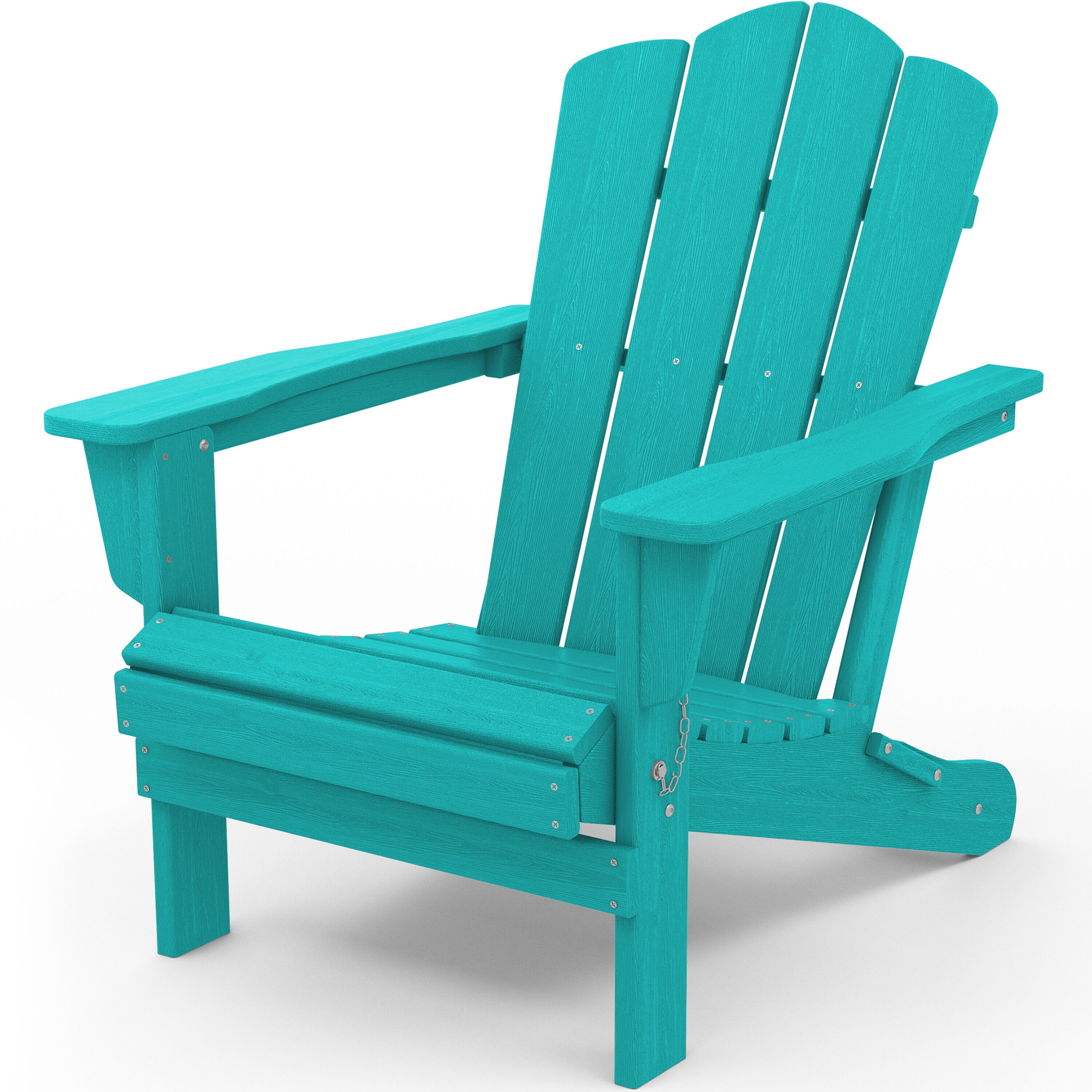 JEAREY Folding Plastic Adirondack Chair Stackable Aruba Blue Frame Stationary Adirondack Chair s with Blue Slat Seat