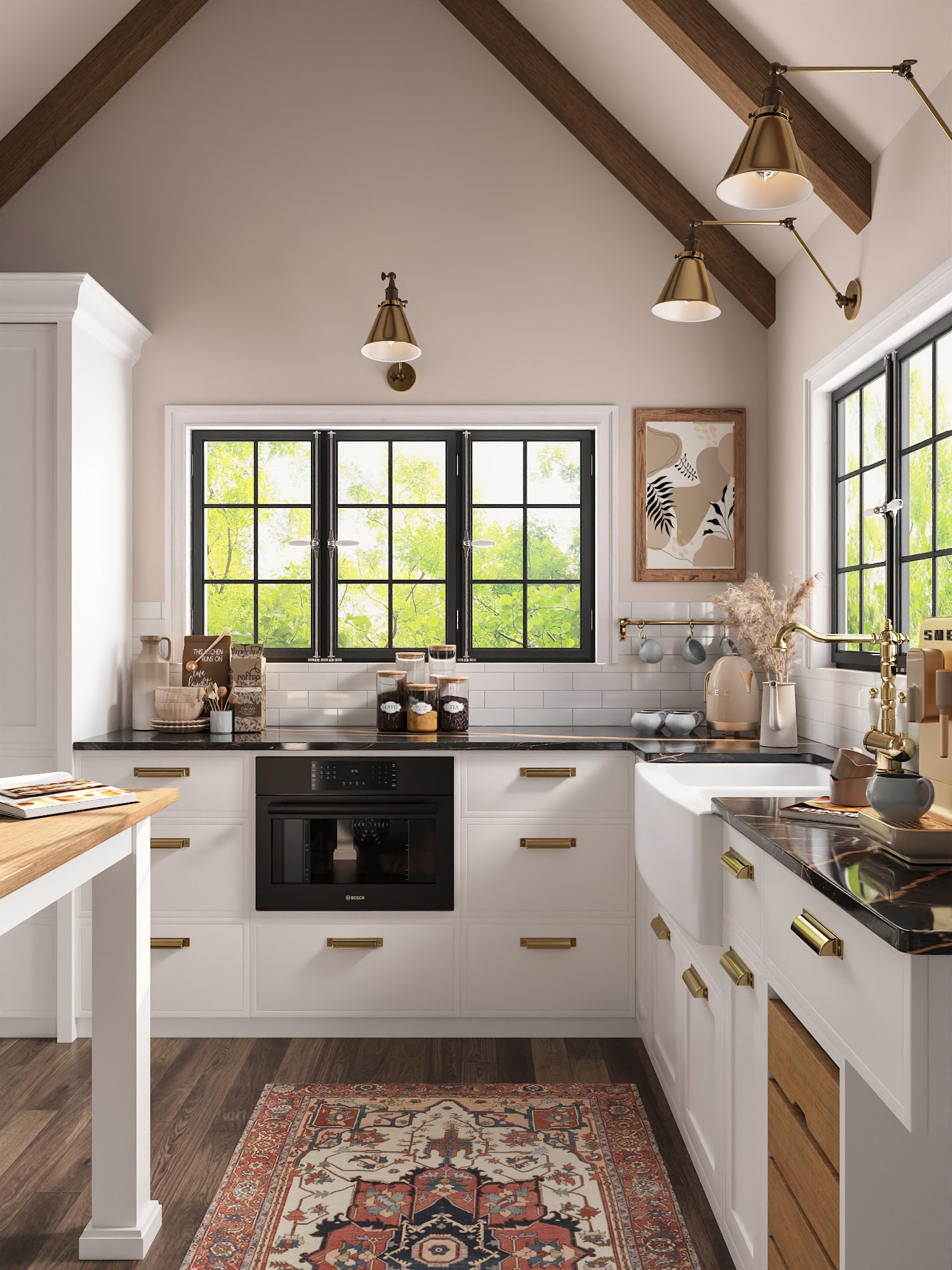 DeerValley 33" White Fireclay Double Bowl Farmhouse Sink