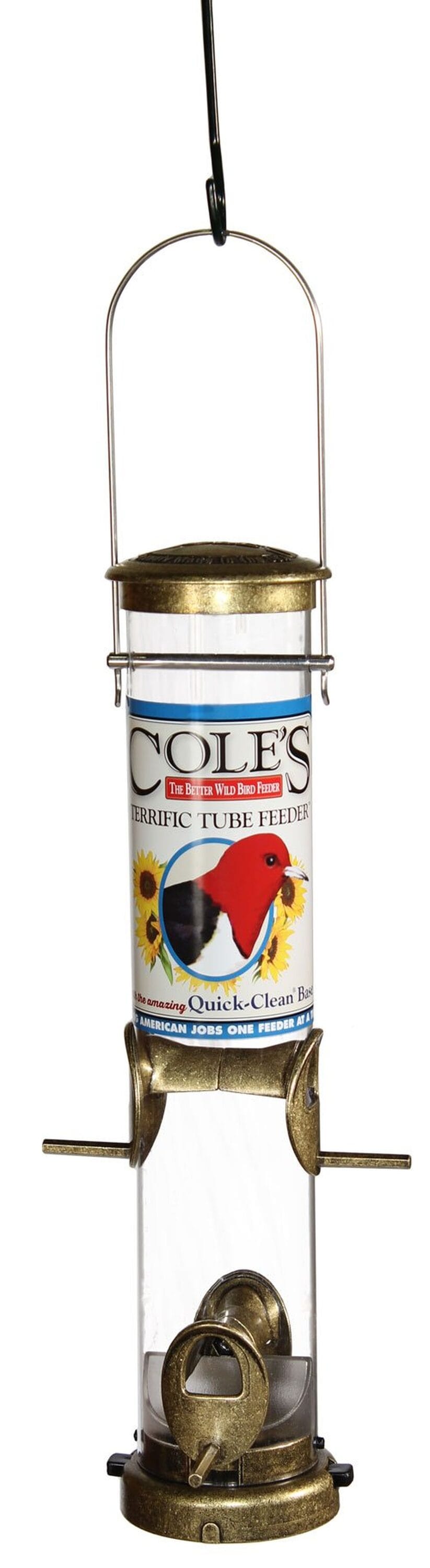 Cole's  TT04 Terrific Tube 4-Port Hanging Bird Feeder Gold